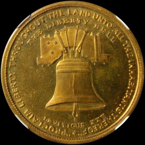 HK-28 1876 Gold-Plated Centennial Small Liberty Bell with Star / Independence Hall with Trees SCD