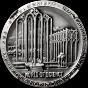 1962 Century 21 Exposition High Relief Silver World of Science SCD