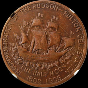 HK-383 1909 Hudson-Fulton Celebration Half Moon Large Letters / Clermont Ship SCD